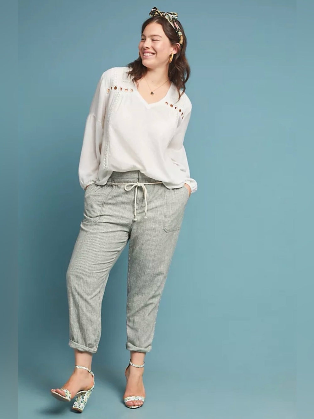 By Anthropologie Seashore Striped Linen Blend Pant